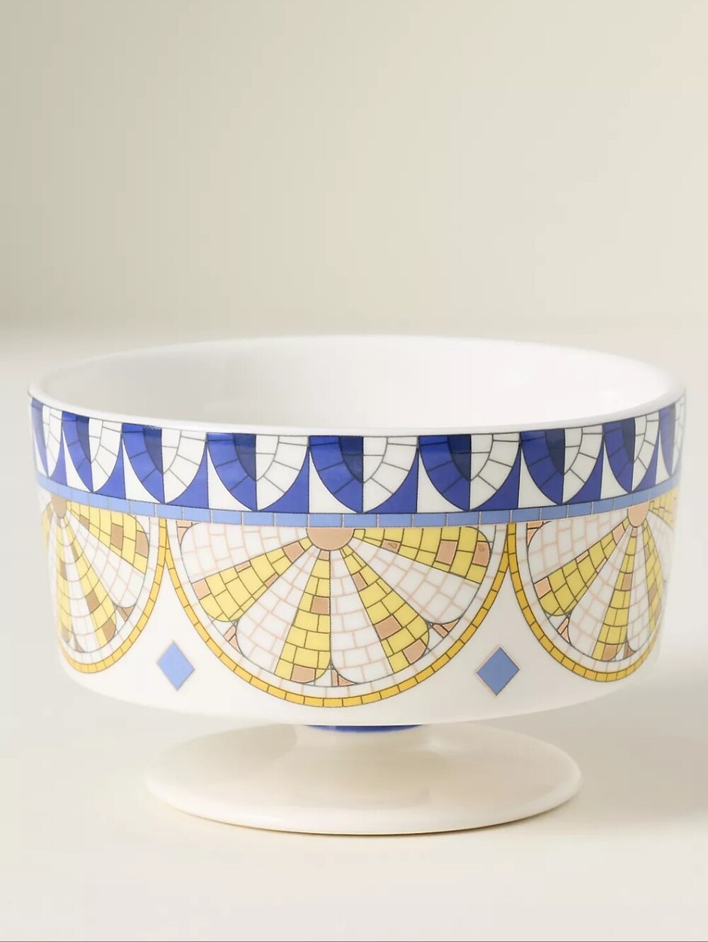 Anthropologie Bistro Tile Stoneware 24k Gold Accent Italia Gelato Bowl